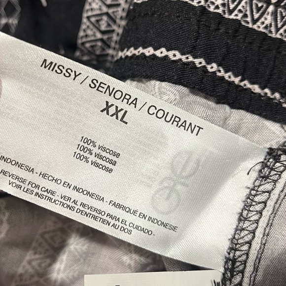 Nwot Jessica Simpson XXL Cadie Black Beige Cropped Palazzo Festival Casual Pants - Picture 9 of 12